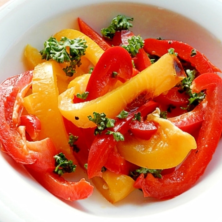 簡単おつまみにもヘルシー パプリカ焼きサラダ レシピ 作り方 By ジョン リーバス 楽天レシピ